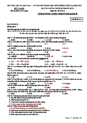 Đề thi thử THPT Quốc gia môn Hóa học năm 2017 - Mã đề 301 - Sở GD & ĐT Bắc Giang